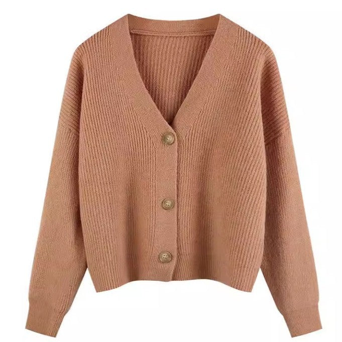 Women's knit cardigan with V-neck and high-quality button details Lune London