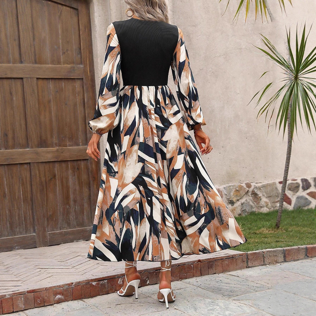 Maxi dress for women with colorful graphic pattern and elegant cut Lune London