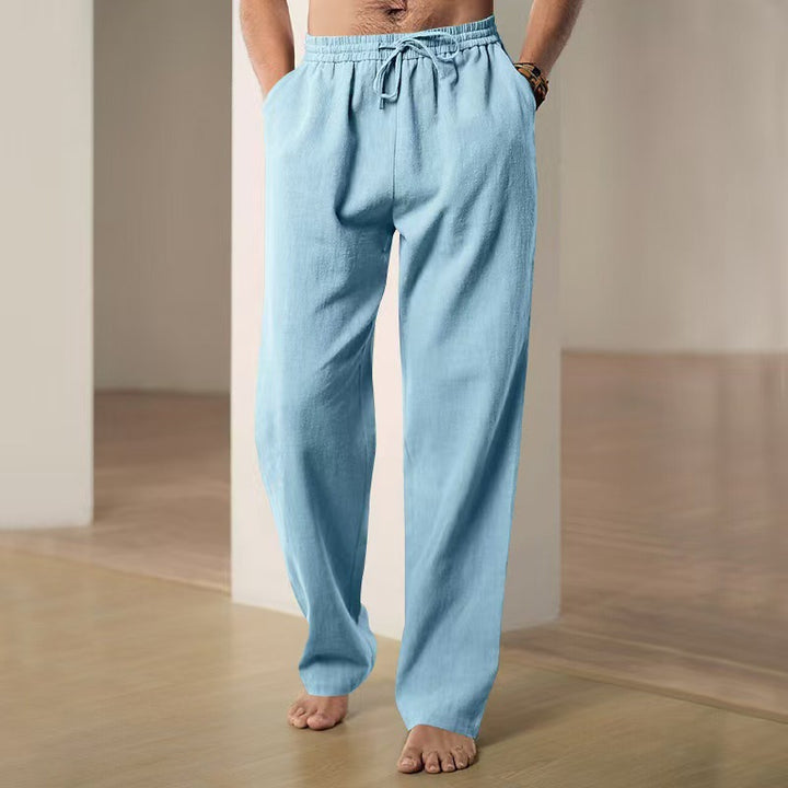 Casual linen pants for men with elastic waistband and side pockets Lune London