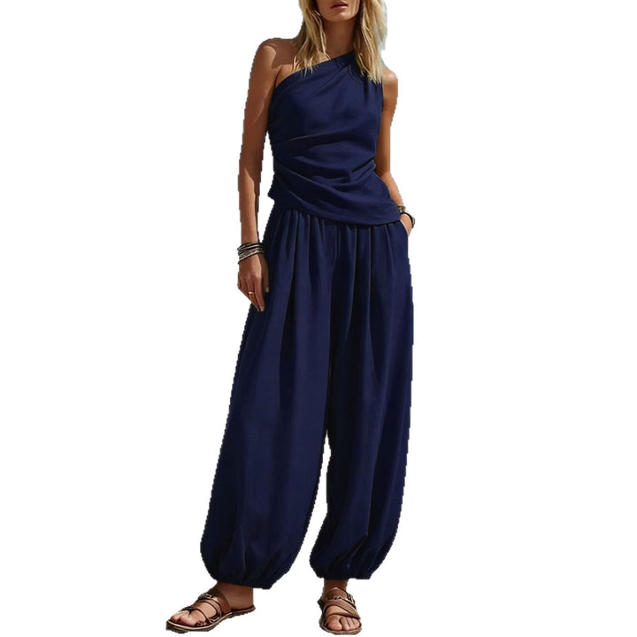 Ladies Elegant One-Piece Outfit with Flowing Cut and One-Shoulder Design Lune London