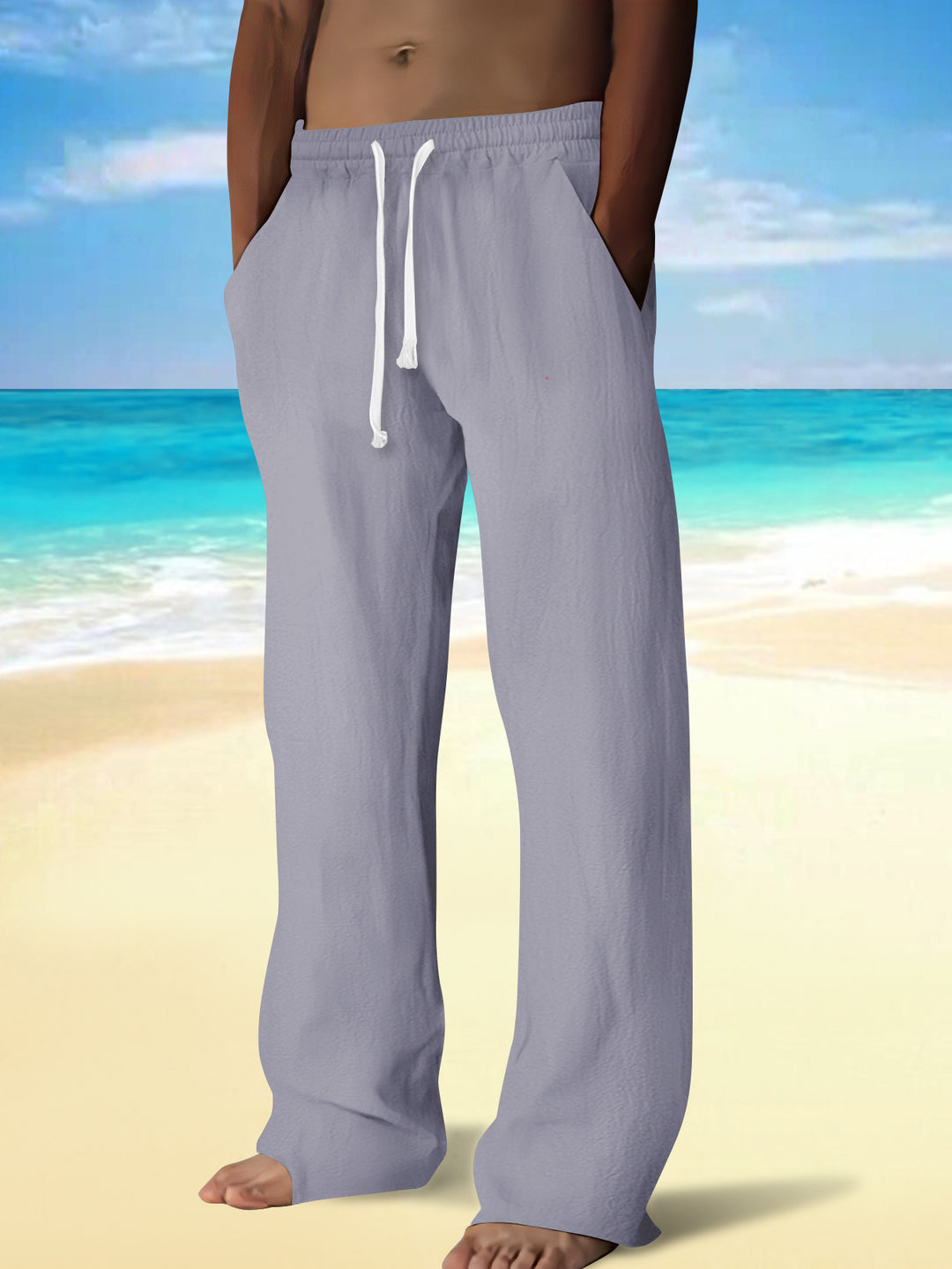 Casual beach pants for men with elastic waistband and practical pockets Lune London
