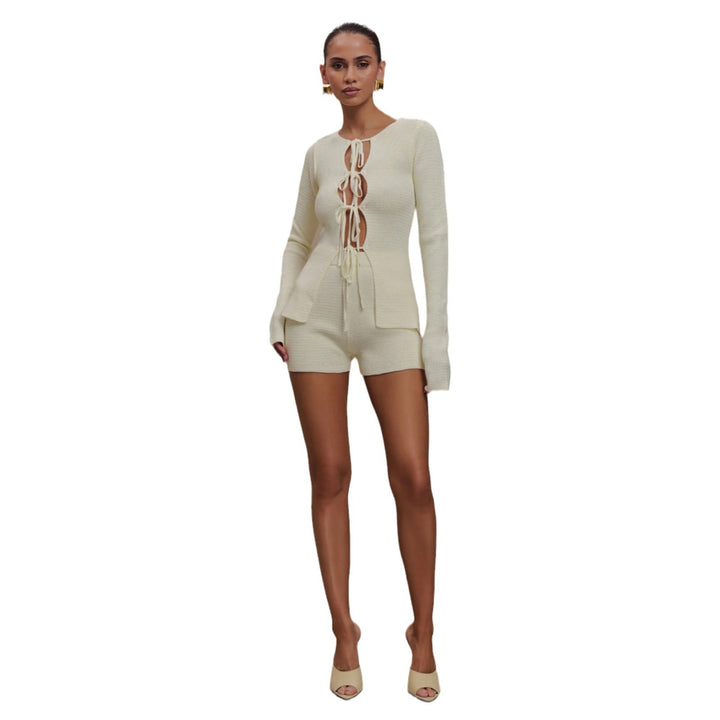 Women's knit short set with a versatile lace design Lune London