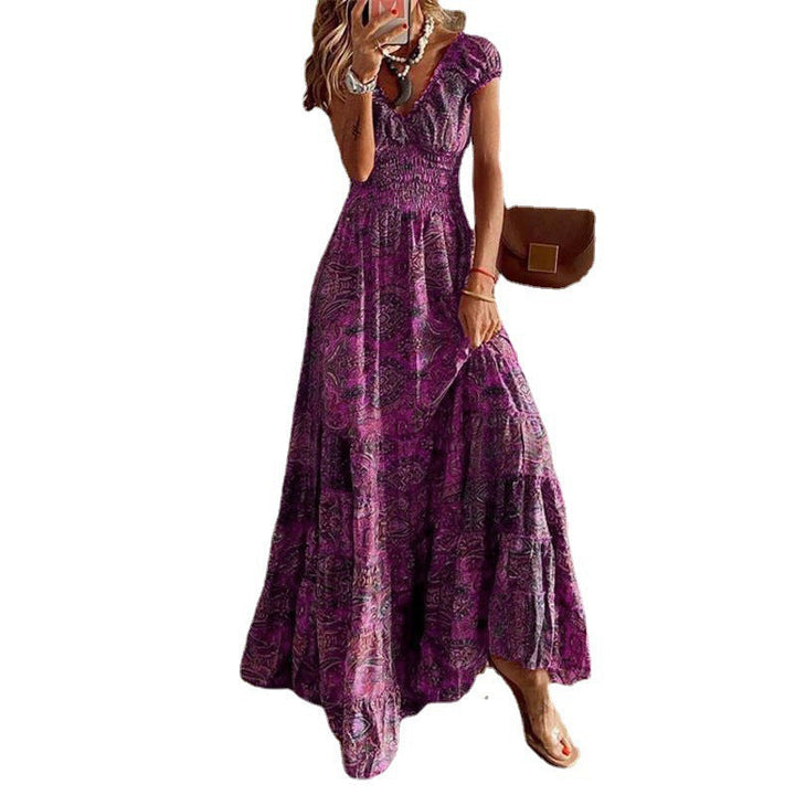 Women's Maxi Dress with Boho Design and Swinging Hem Lune London