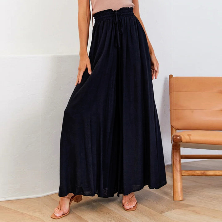 Women's Flowing Maxi Pants with Elastic Waistband and Pockets