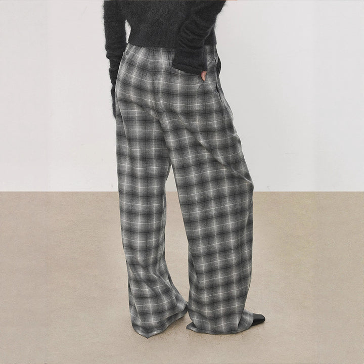 Pantalons à carreaux amples pour femmes avec taille élastique Chic & Stil