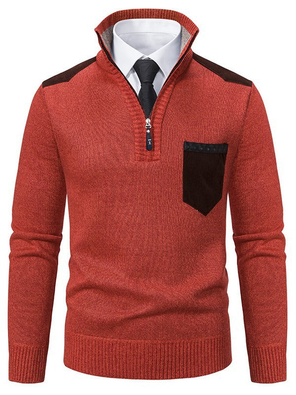 Trendy men's sweater with high collar and practical zip Lune London