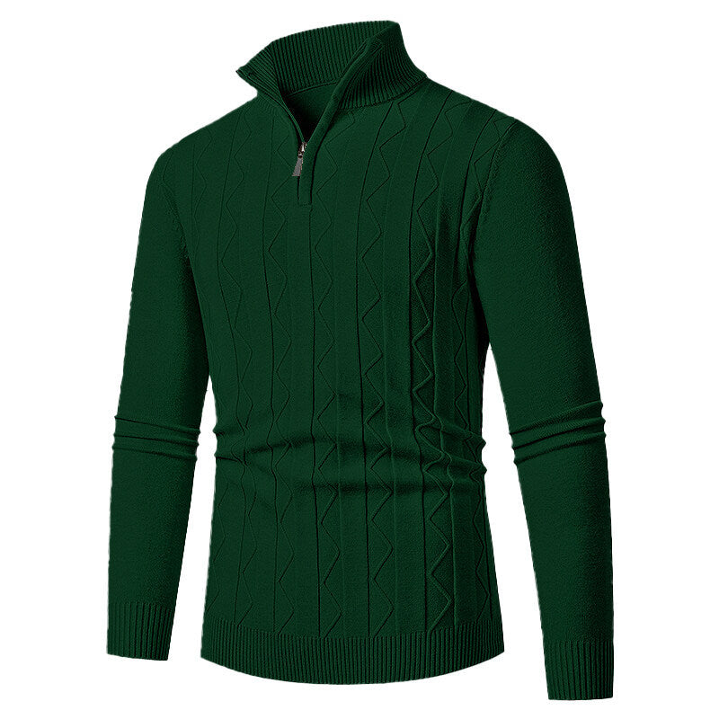 Men's knitted sweater with stylish zipper and cable-knit pattern Lune London