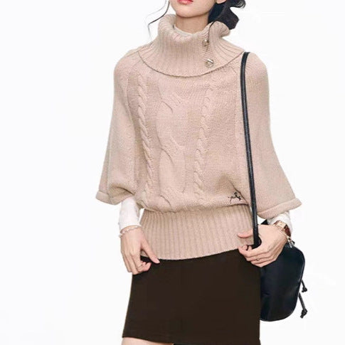 Knit dress for women with voluminous sleeves and an elegant turtleneck Lune London