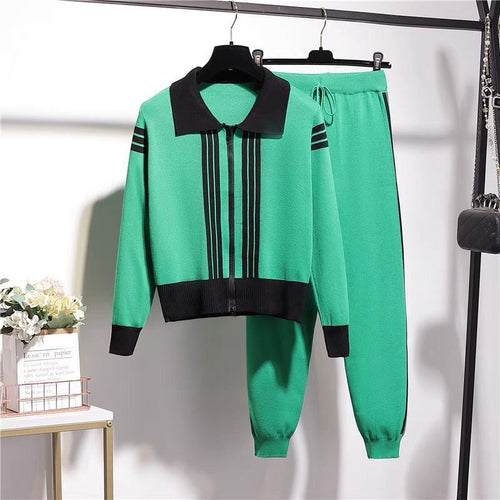 Women's knit zip lounge set with sporty details Lune London