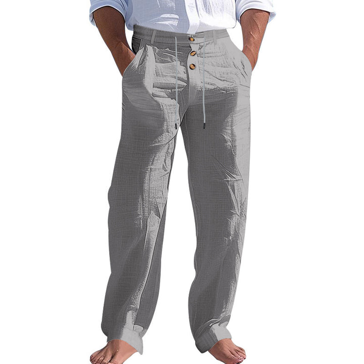 Comfortable beach pants for men with elastic waistband and button closure Lune London