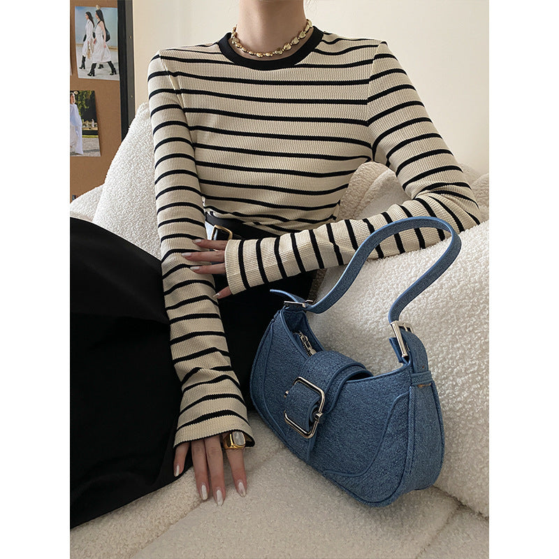 Women's Long Sleeve Shirt with Striped Pattern Chic & Stil