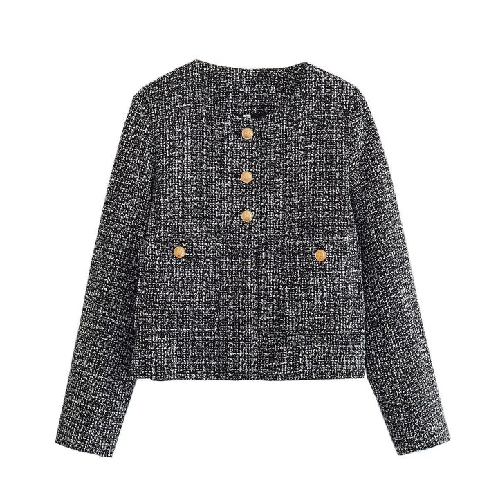Short tweed jacket for women with decorative buttons Lune London