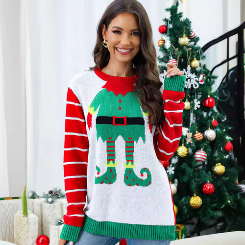 Christmas knitted sweater for women with playful fairy pattern and modern colorful details Lune London