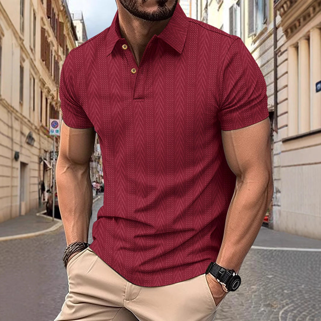 Trendy short-sleeved polo shirt for men with textured design Lune London