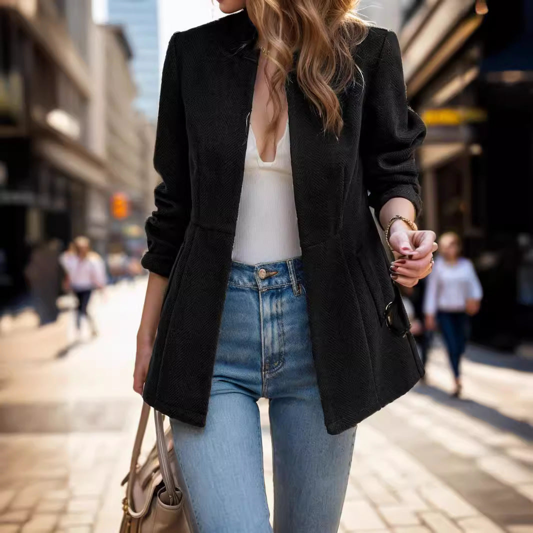 Elegant blazer jacket for women in textured fabric with modern details Lune London