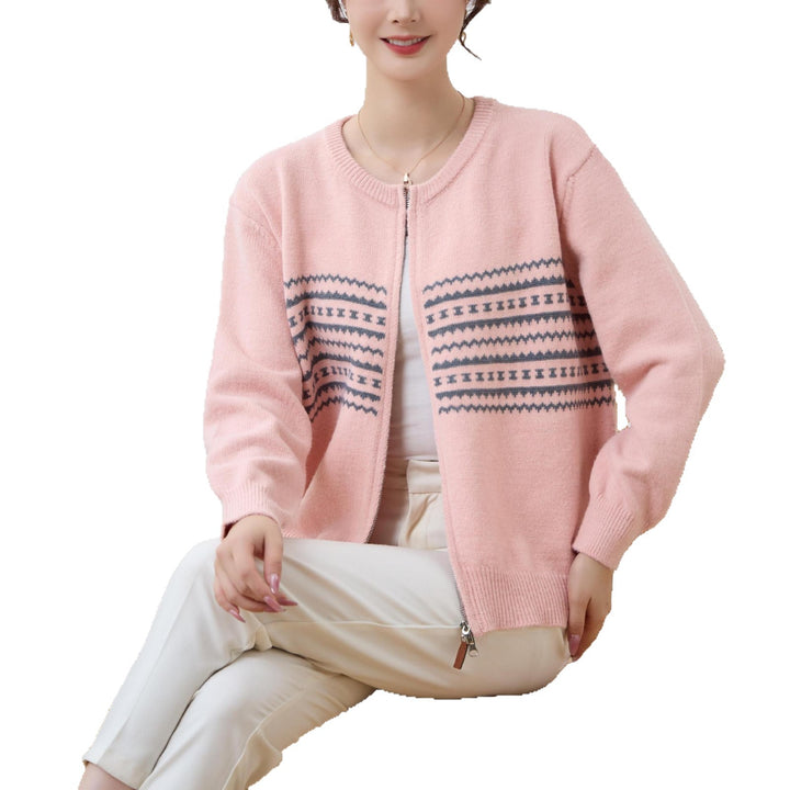 Cardigan femme avec fermeture éclair élégante et motif graphique Chic & Stil