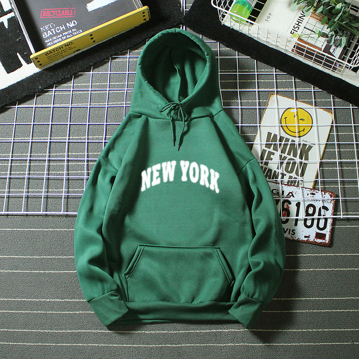 Women's Hooded Sweatshirt with Modern New York Lettering Chic & Stil