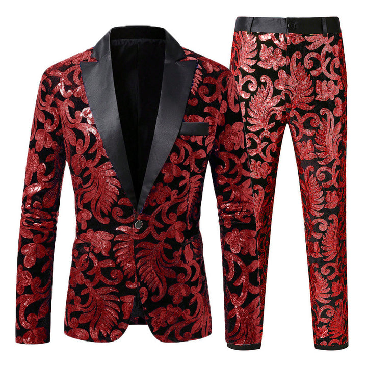 Men's Elegant sequin tuxedo set with floral pattern Lune London