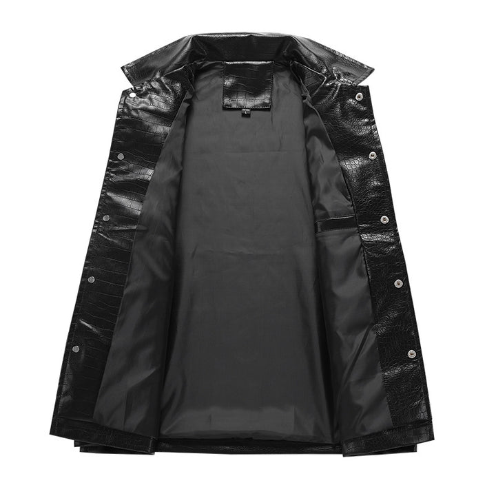 Men's synthetic leather jacket with chic and stylish croc design