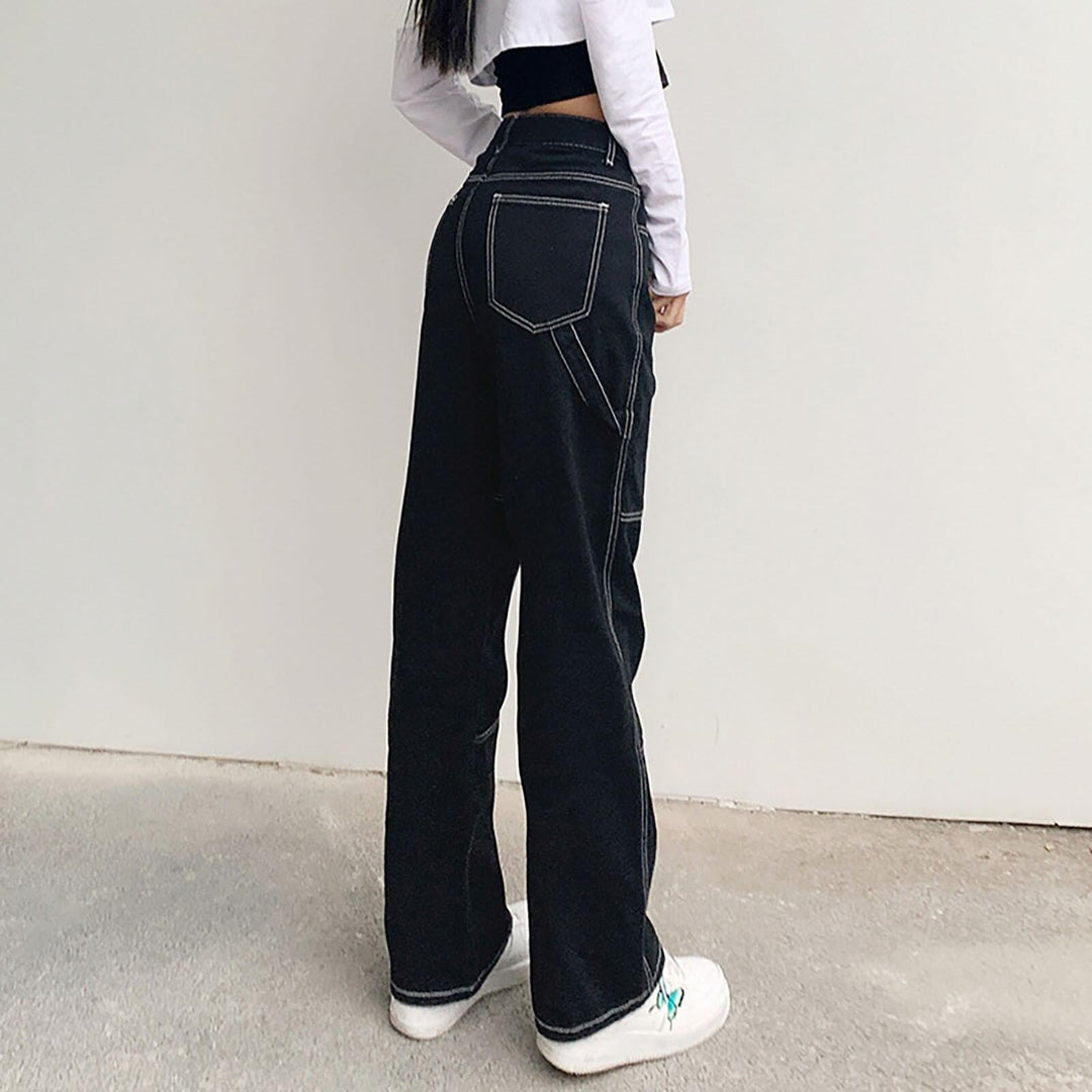 Lune London | Women wide jeans with fashionable contrasting seams