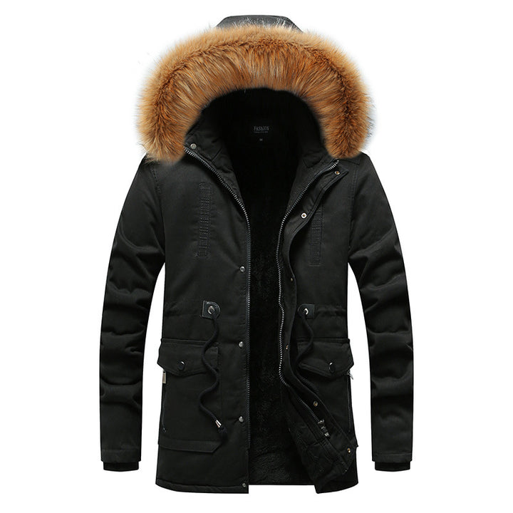 Men's heated winter jacket with removable faux fur collar Lune London