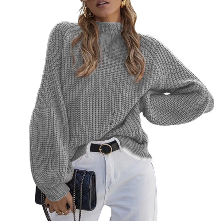 Knitted sweater for women with a loose fit and modern puff sleeves Lune London