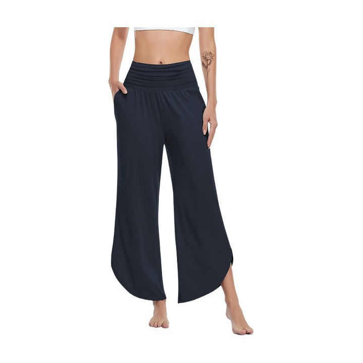 Wide Palazzo Pants for ladies with flexible waist and side slits Lune London