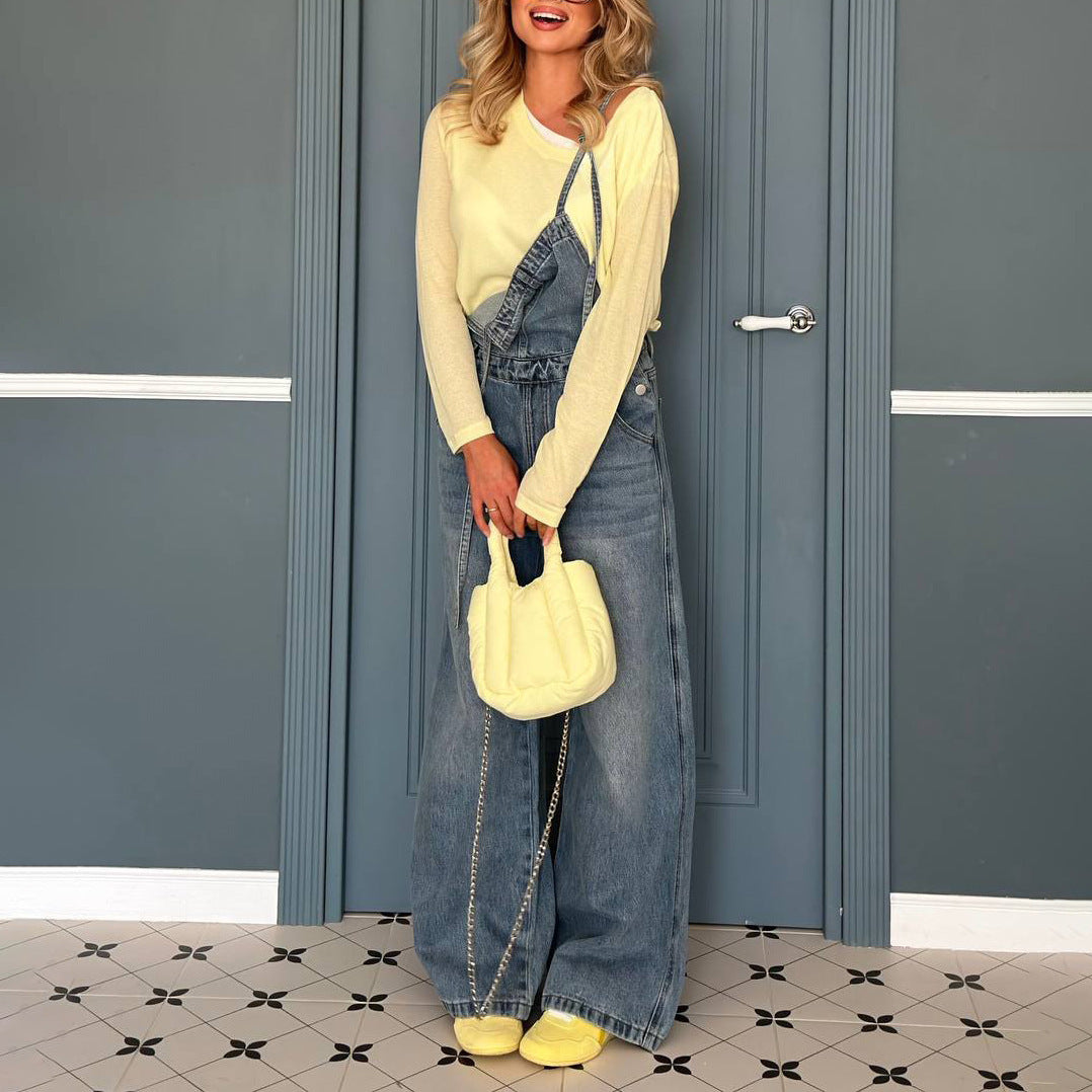 Women Casual Loose Fit Denim Overalls Lune London