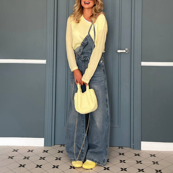 Women Casual Loose Fit Denim Overalls Lune London