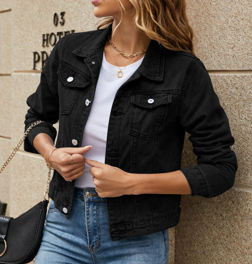 Classic denim jacket for women in chic couture style