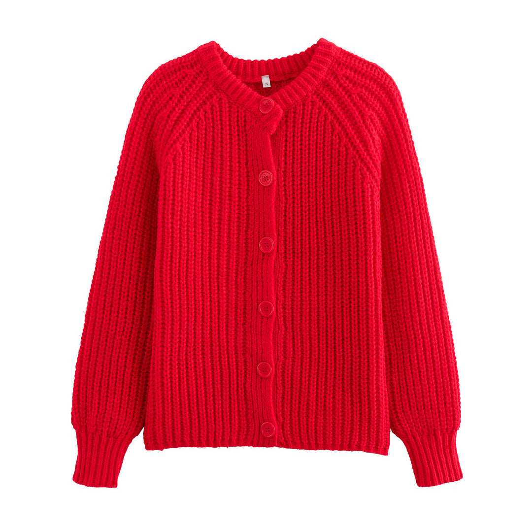 Elegant women's cardigan with decorative buttons and modern ribbed design Lune London