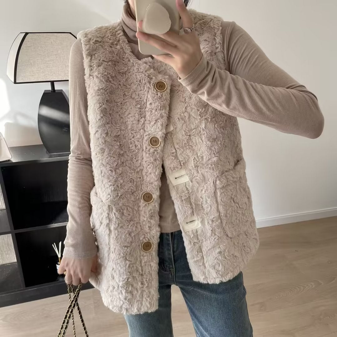Gilet teddy femme confortable avec grandes poches Chic & Stil