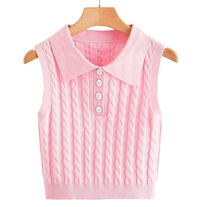 Women knitted tank top with Lune London collar