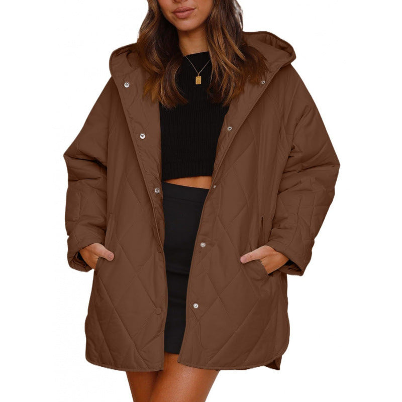 Ladies warm quilted jacket with hood Lune London