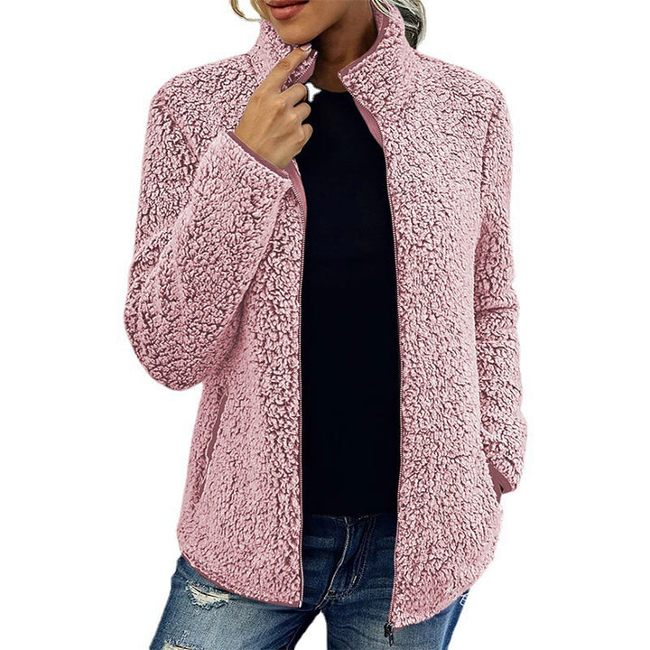 Fleece jacket for women with high collar and practical zip pockets Lune London