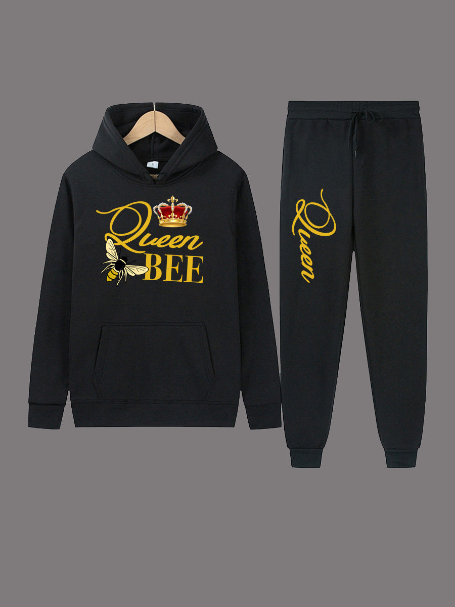 Ladies Hoodie and Jogging Pants Set with Creative Design "Queen Bee" Lune London