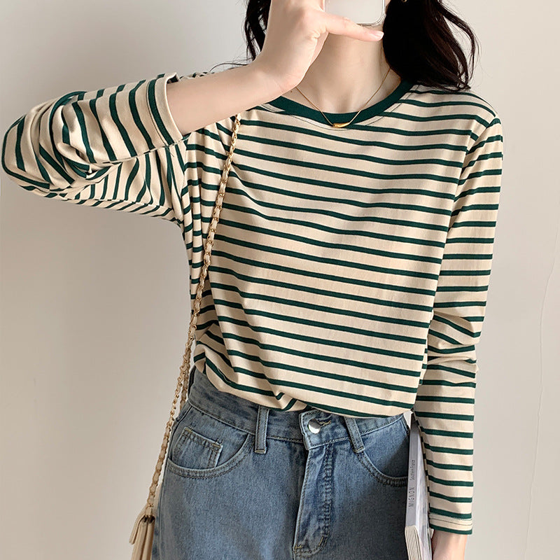 Women's long sleeve shirt with a nautical striped pattern and casual fit Chic & Stil