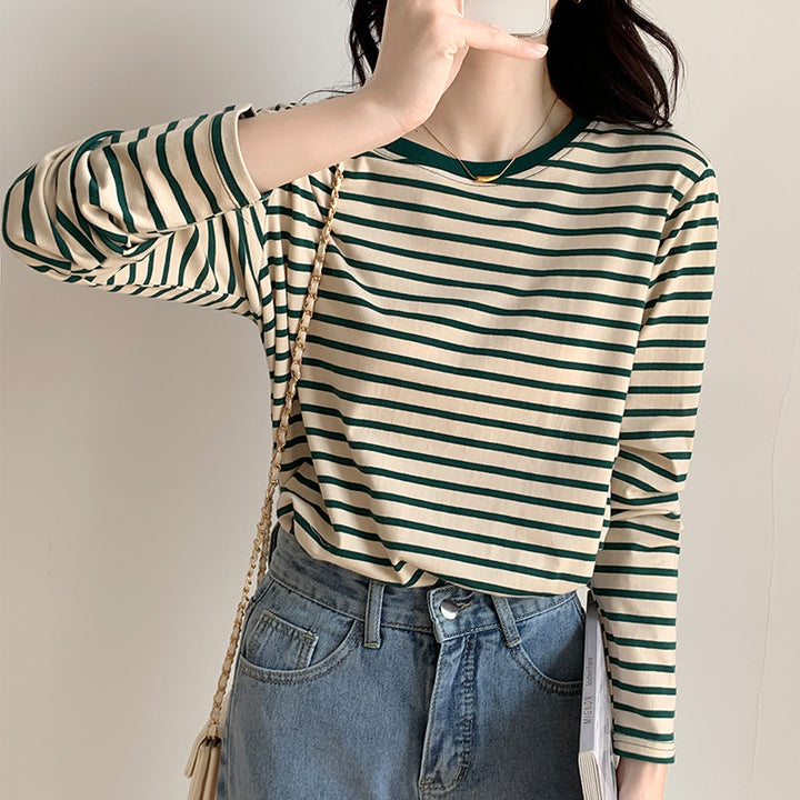 Women's long sleeve shirt with a nautical striped pattern and casual fit Chic & Stil