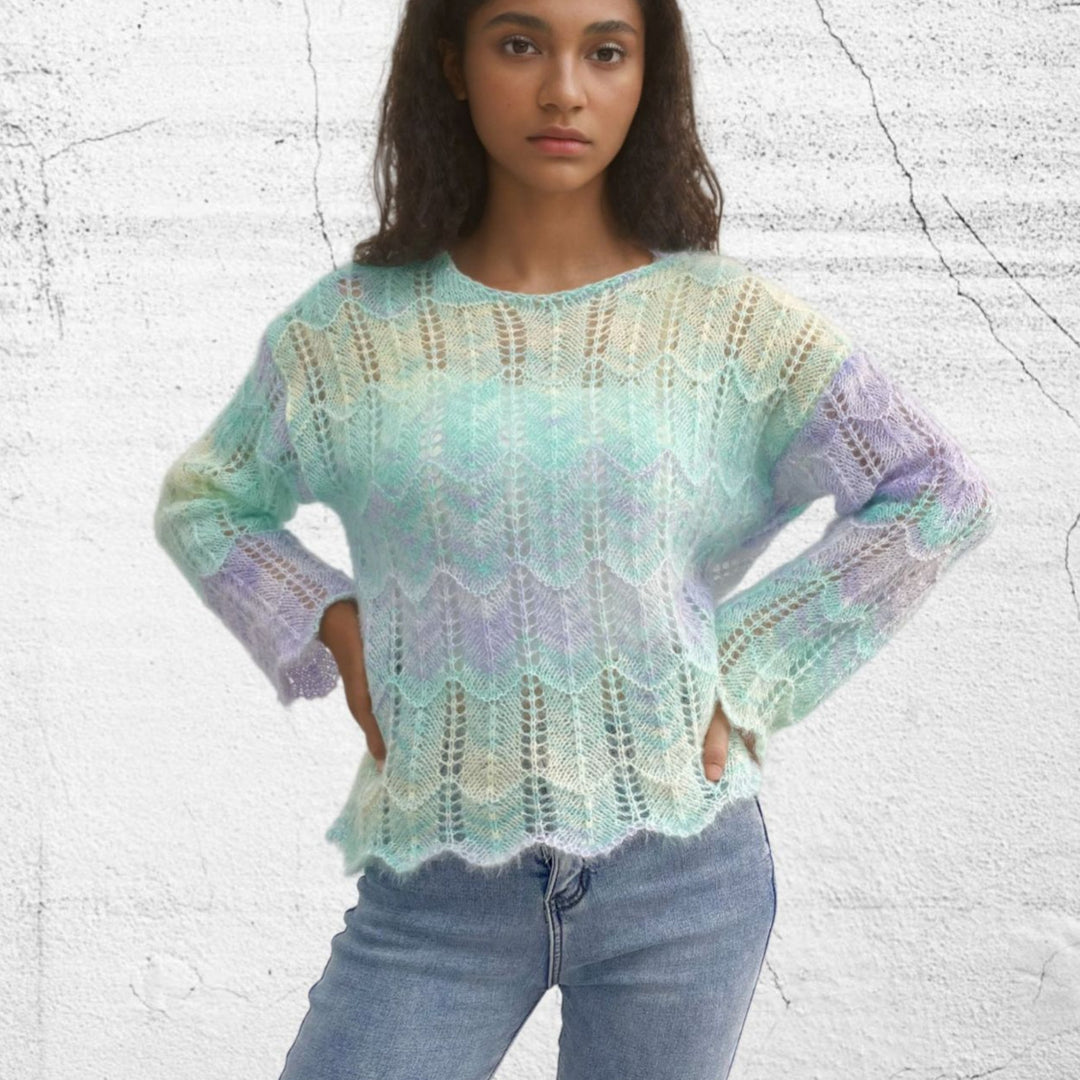 Ladies Long Knit Sweater in High Quality with a Pretty Diamond Pattern Lune London