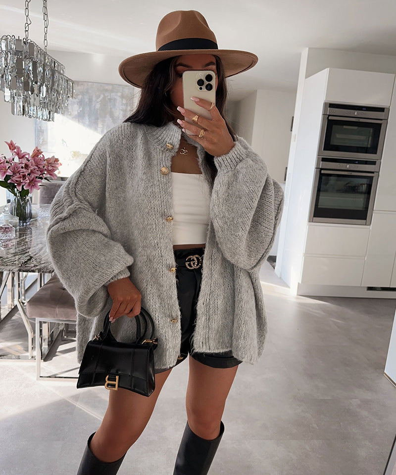 Pull en tricot oversize confortable pour femme avec coupe moderne et manches volumineuses Chic & Stil