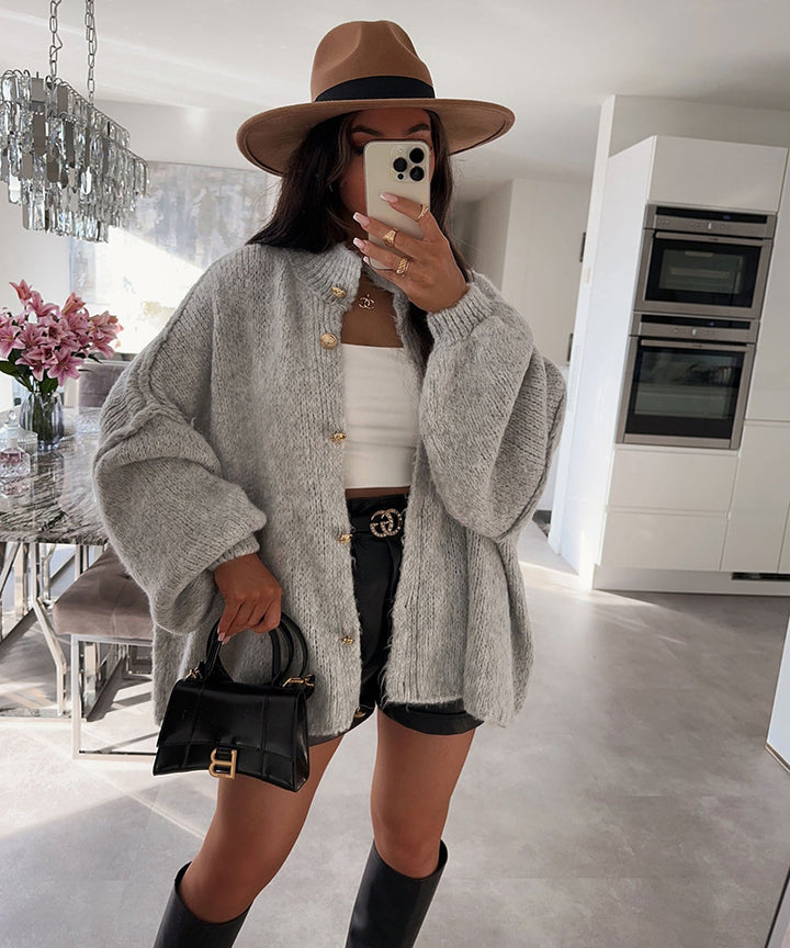 Pull en tricot oversize confortable pour femme avec coupe moderne et manches volumineuses Chic & Stil