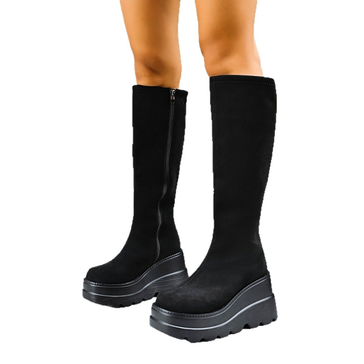 Fashion over-the-knee women's boots with wedge sole Lune London