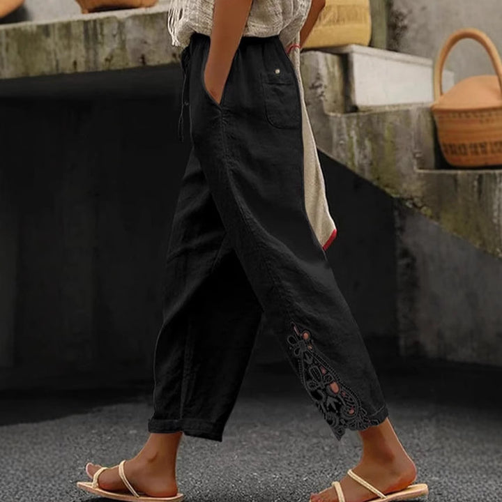 Leisure pants for women with elaborate embroidery Lune London