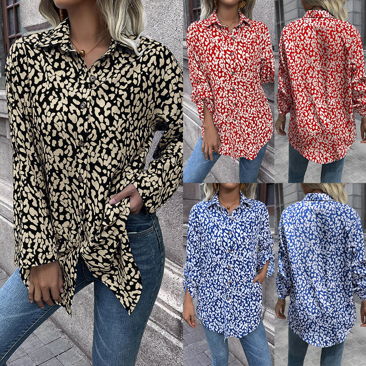 Light women's blouse with animal print and comfortable fit Lune London