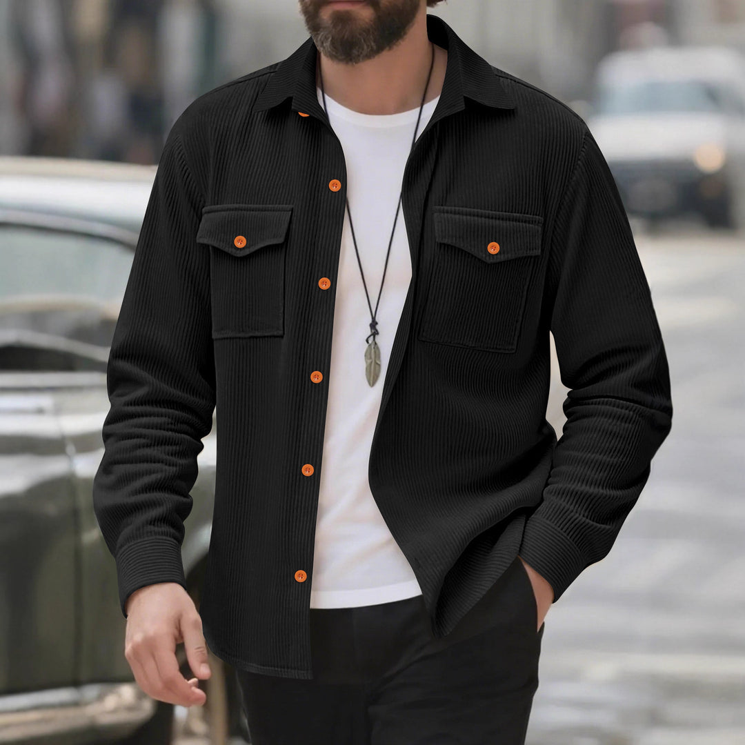 Corduroy shirt for men with double chest pockets and modern fit Lune London