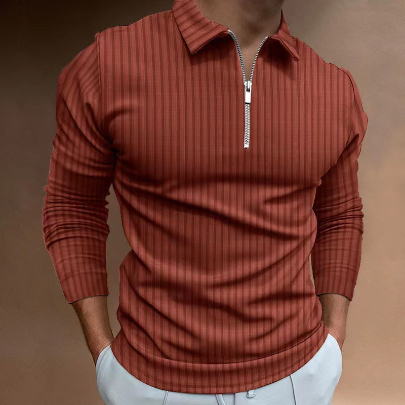 Men's long sleeve polo with trendy zip closure Lune London