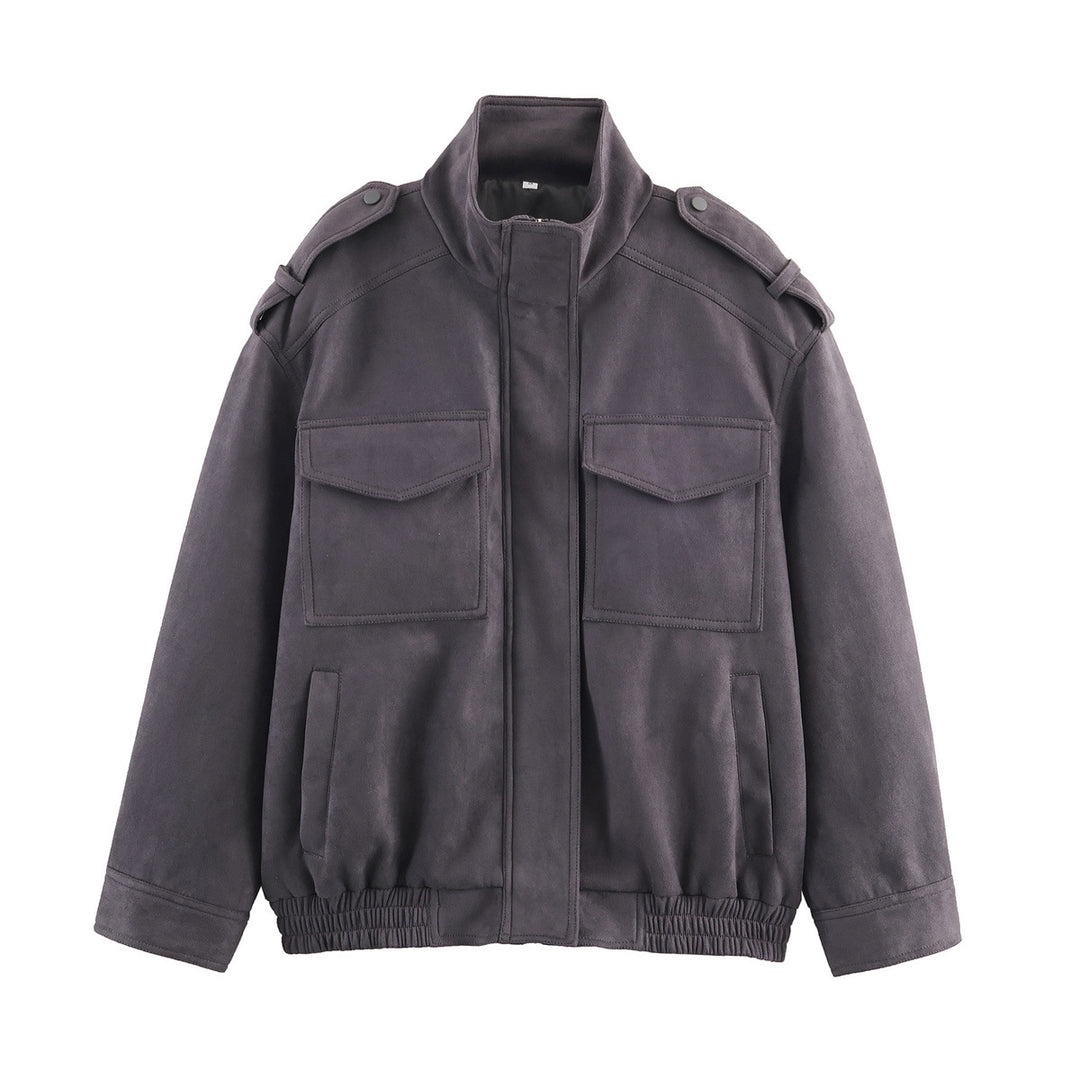 Trendy utility jacket for women with practical pockets and high collar Lune London