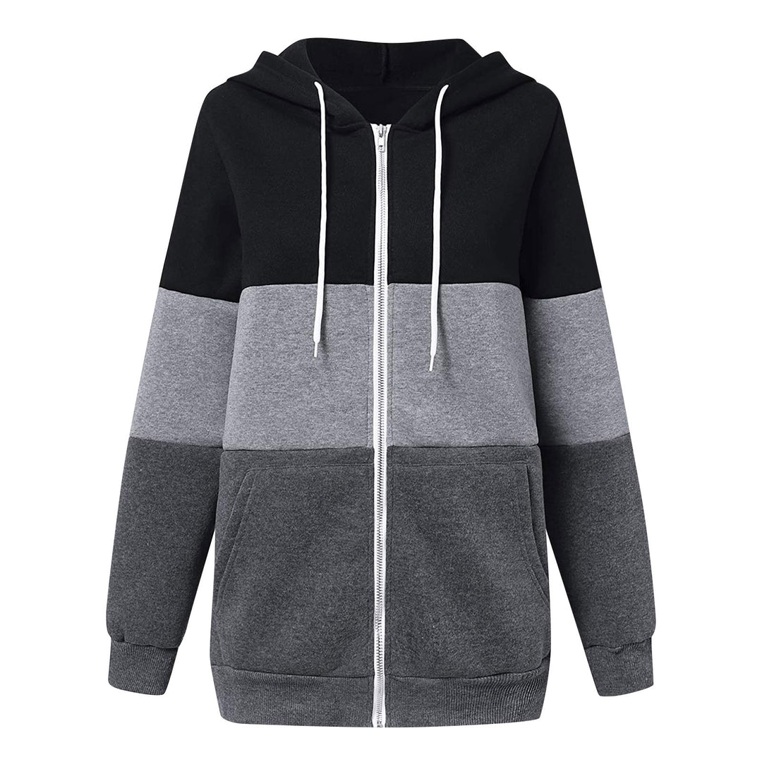 Comfortable hooded sweatshirt for women with a fashionable color block design Lune London