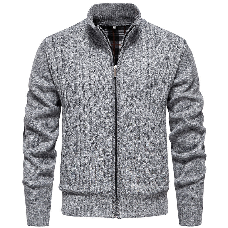 Men's knit jacket with high collar and zipper Lune London