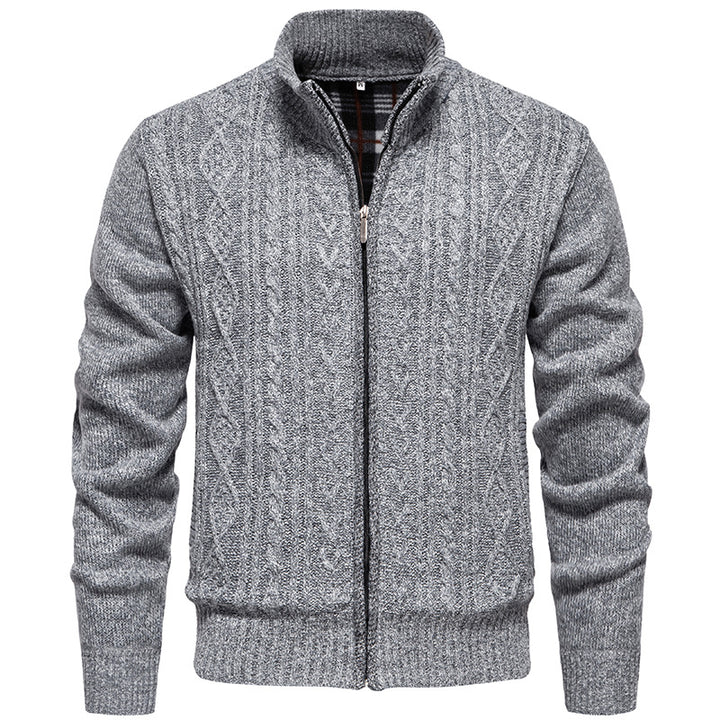 Men's knit jacket with high collar and zipper Lune London